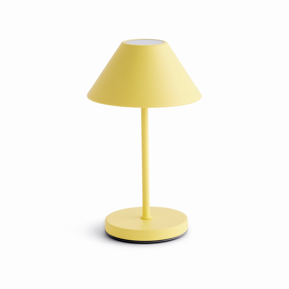 Yellow table lamp on a white background