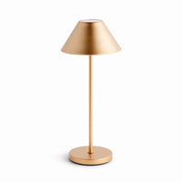 Gold table lamp on a white background