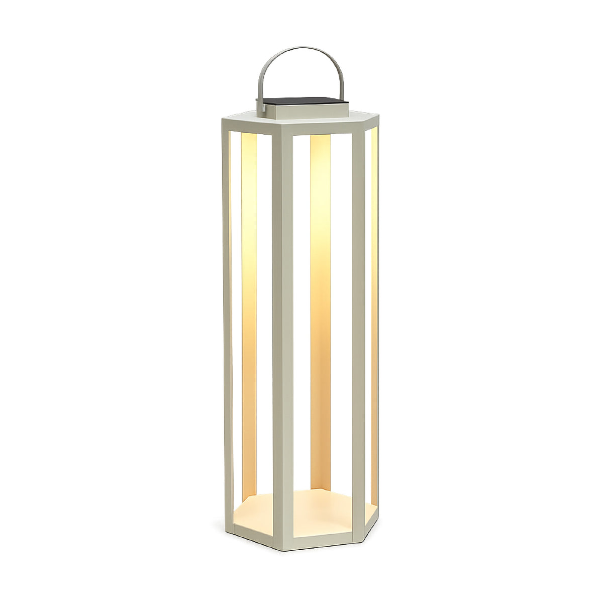 Tall rectangular lantern with a light interior on a white background