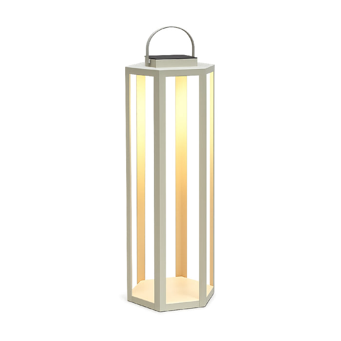 Tall rectangular lantern with a light interior on a white background