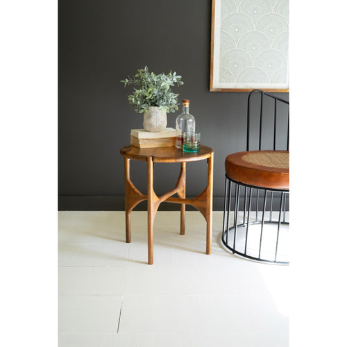 round mango wood accent table cross base