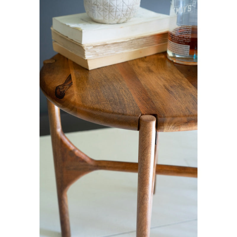 round mango wood accent table cross base
