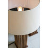 wooden spindles table lamp fabric shade natural cream 