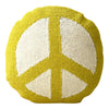 peace sign hand hooked circle pillow neon ivory