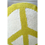  peace sign hand hooked circle pillow neon ivory