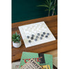 white and black marble checkers table top game decor 
