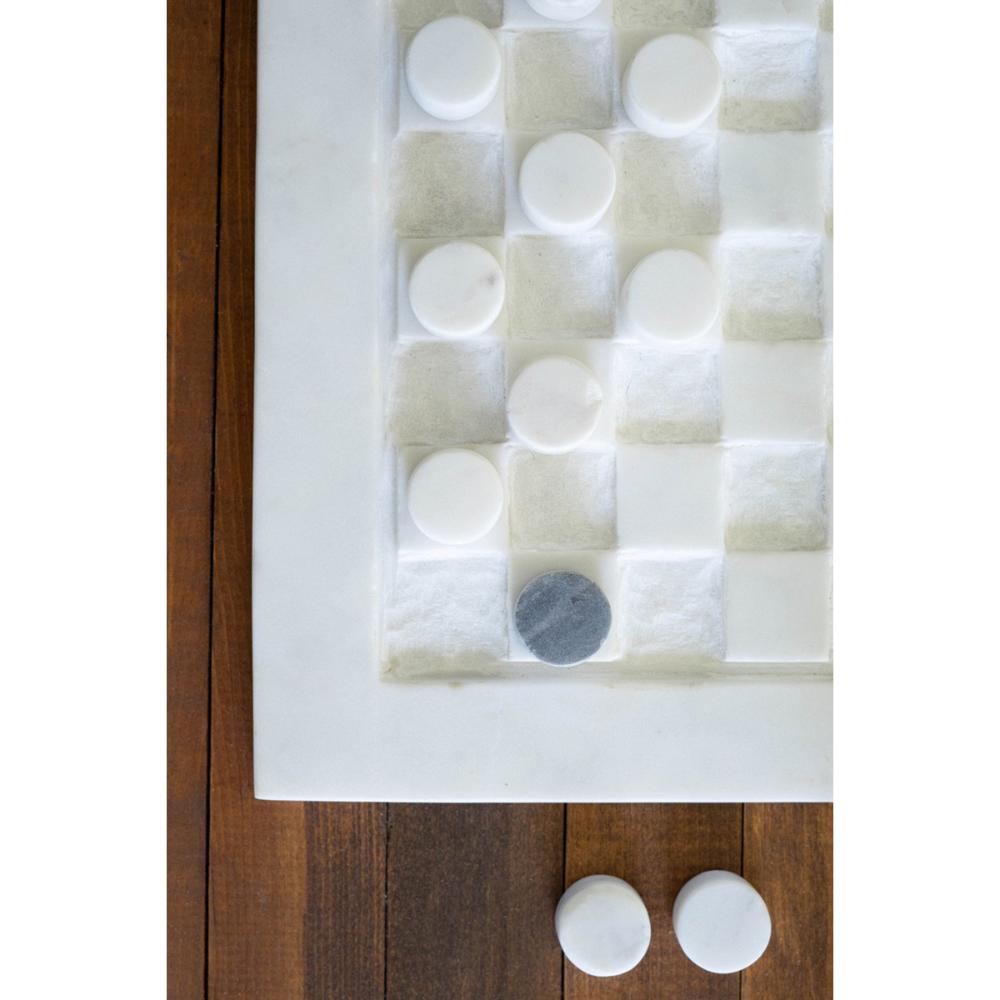 white and black marble checkers table top game decor 