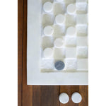 white and black marble checkers table top game decor 