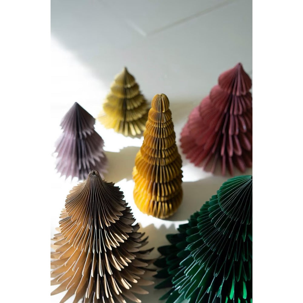 Assorted color and size jewel tone accordian paper christmas trees