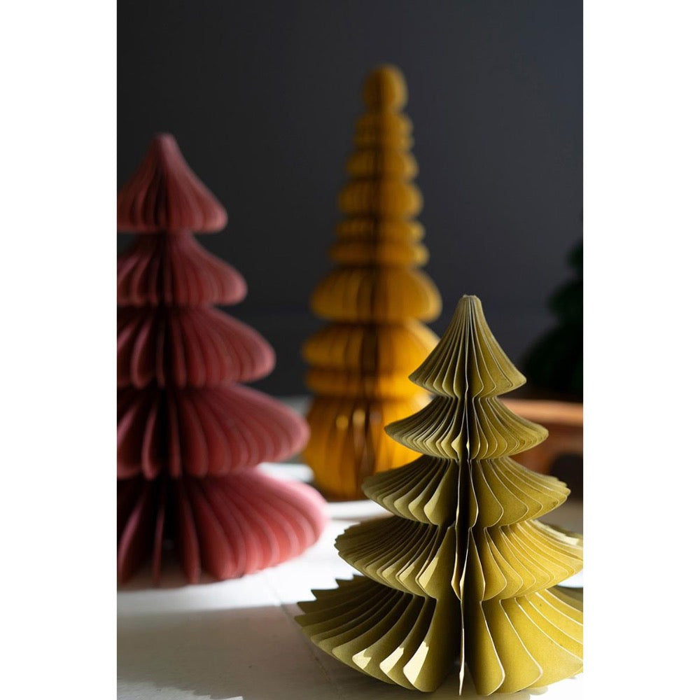 Assorted color and size jewel tone accordian paper christmas trees