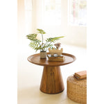 round mango wood coffee table neutral 