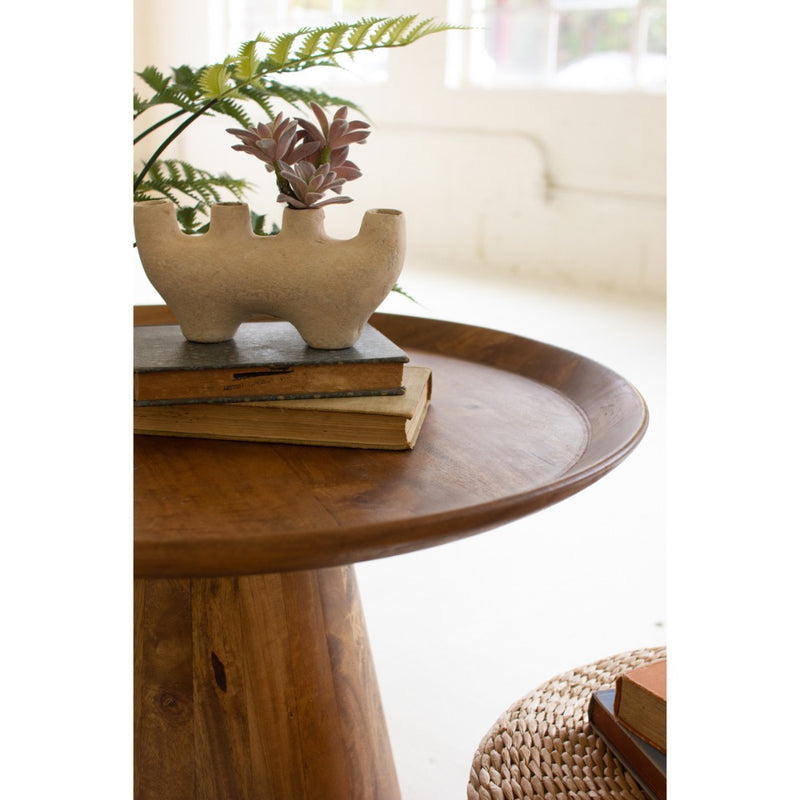 round mango wood coffee table neutral 