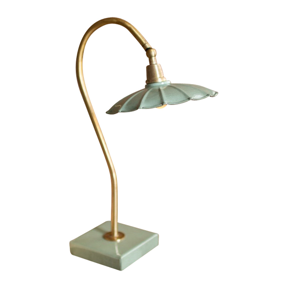 antique brass table lamp enamel shade
