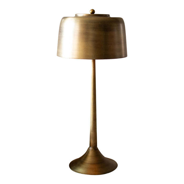 Brass table lamp on a white background
