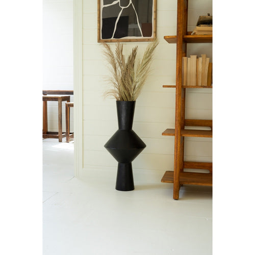 tall metal black geo vase contemporary 