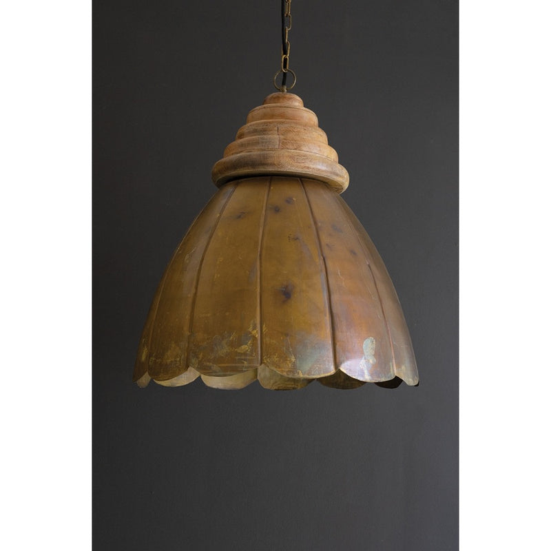 wood antique brass dome pendant light
