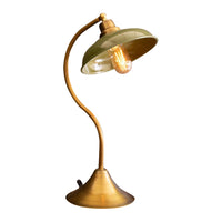 table lamp green enamel shade antique brass