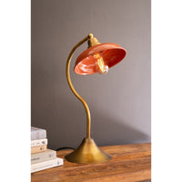 table lamp orange enamel shade antique brass
