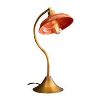 table lamp orange enamel shade antique brass