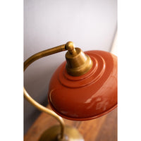 table lamp orange enamel shade antique brass