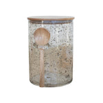 glass canister wooden lid spoon round large