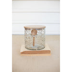 glass canister wooden lid spoon round small