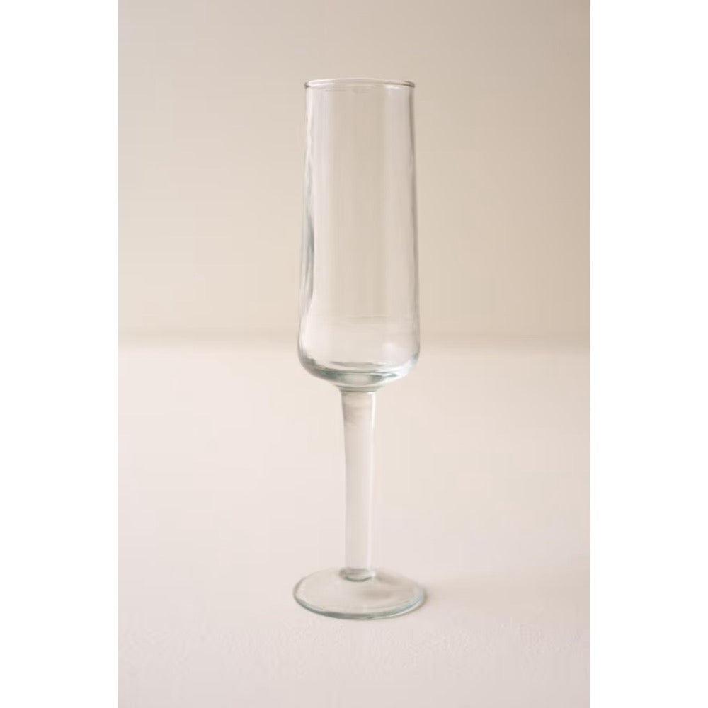 clear hammered glass champagne flute