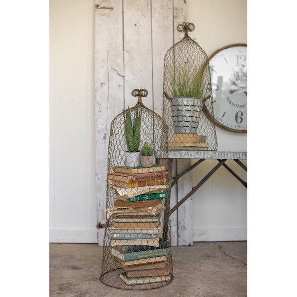 gold wire cloche topiaries set of 2