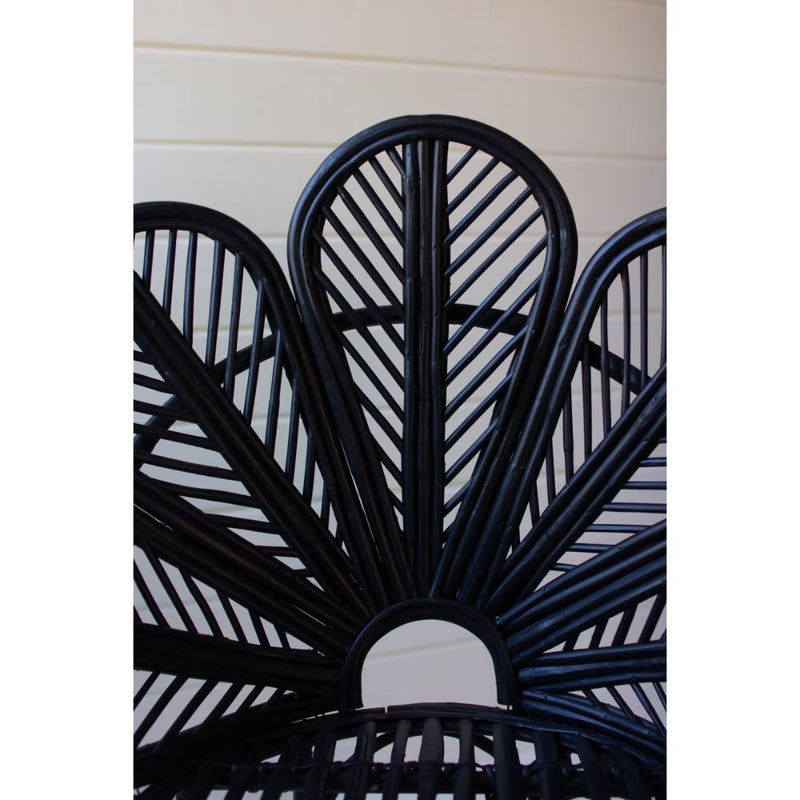 black flower frame cane chair