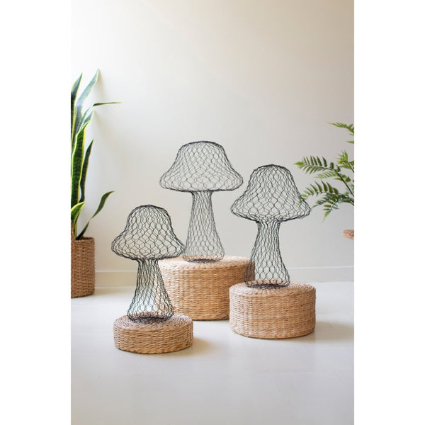 wire mushroom decor set of three