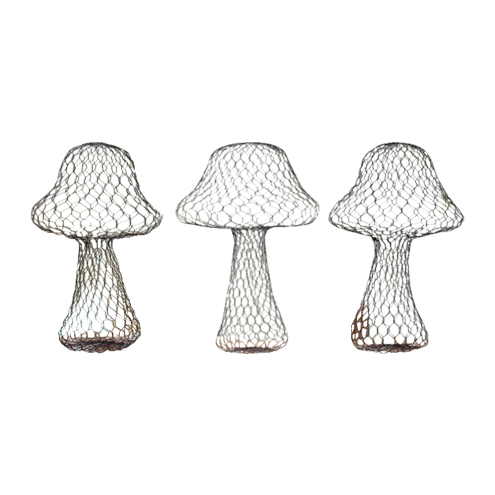 wire mushroom decor set of three
