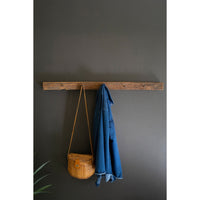 recycled wood coat rack forged hooks natural 