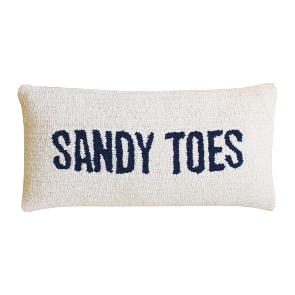 sandy toes hand hooked pillow