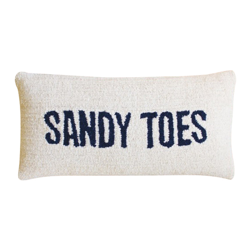 sandy toes hand hooked pillow