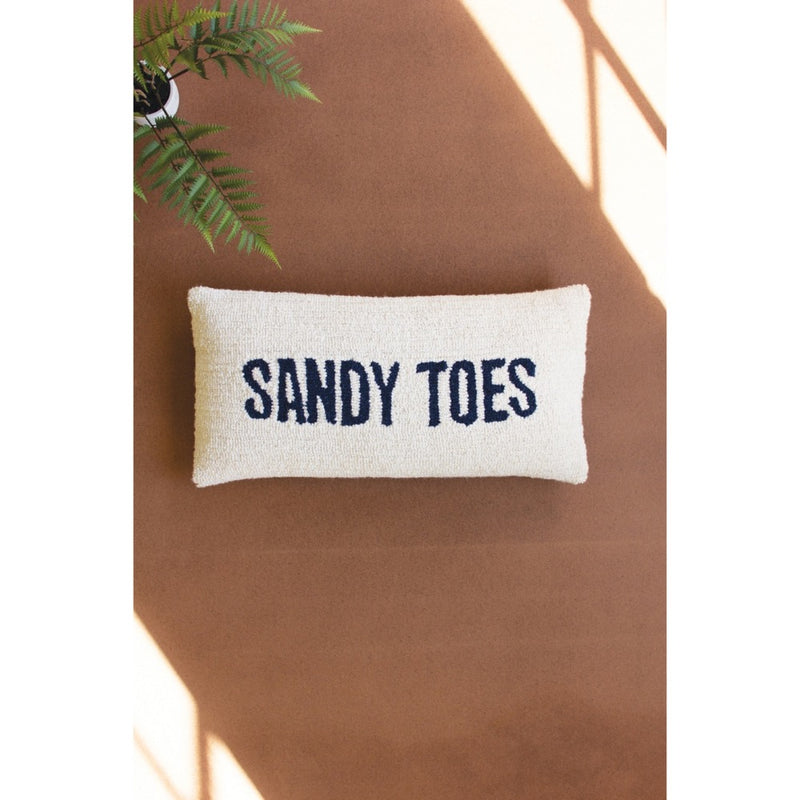 sandy toes hand hooked pillow