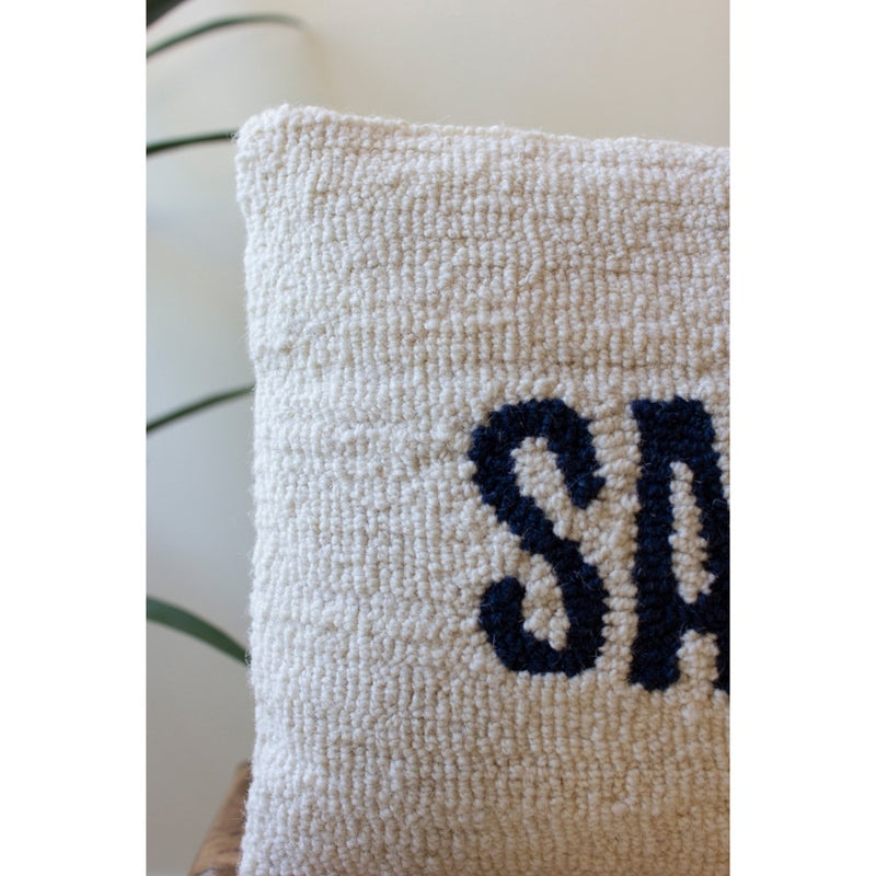 sandy toes hand hooked pillow