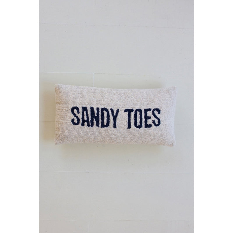 sandy toes hand hooked pillow