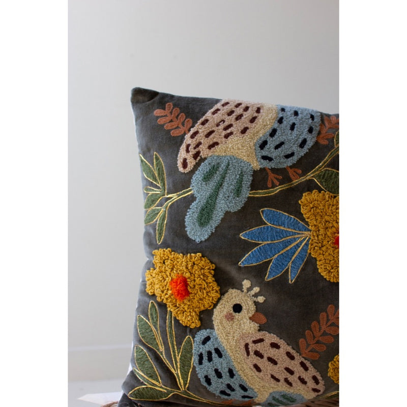 embroidery pillows birds multi color set of 2