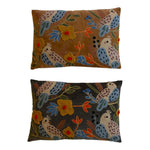 embroidery pillows birds multi color set of 2