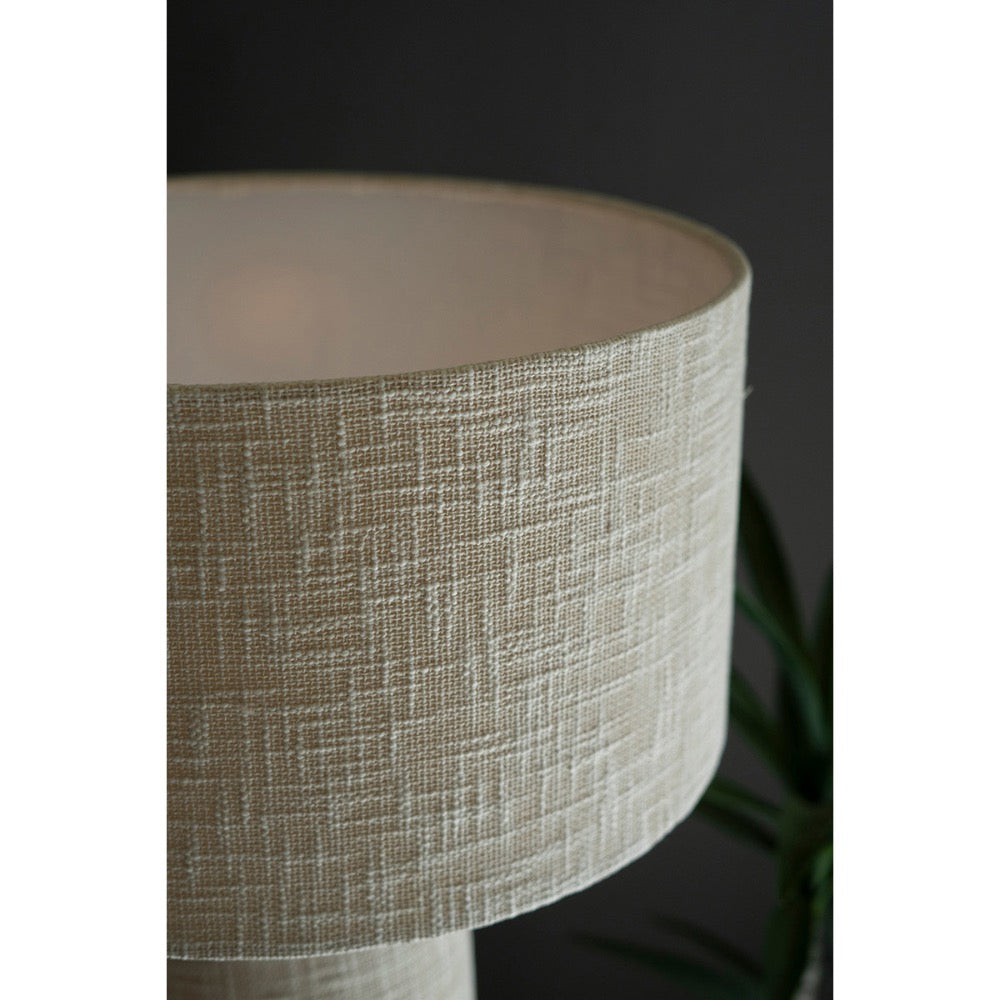 white boucle fabric table lamp shade