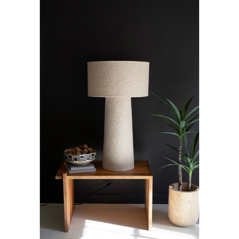 white boucle fabric table lamp shade