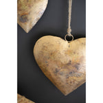 antique gold heart hangers rope set of three