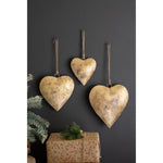 antique gold heart hangers rope set of three