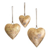 antique gold heart hangers rope set of three