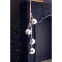 red white rope 4 antique silver jingle bells