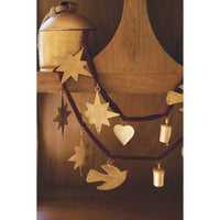 Christmas gold charm garland maroon velvet ribbon