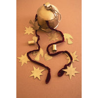 Christmas gold charm garland maroon velvet ribbon