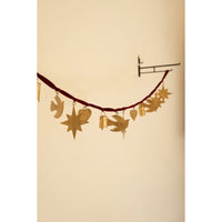 Christmas gold charm garland maroon velvet ribbon