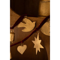 Christmas gold charm garland maroon velvet ribbon