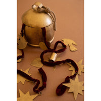 Christmas gold charm garland maroon velvet ribbon